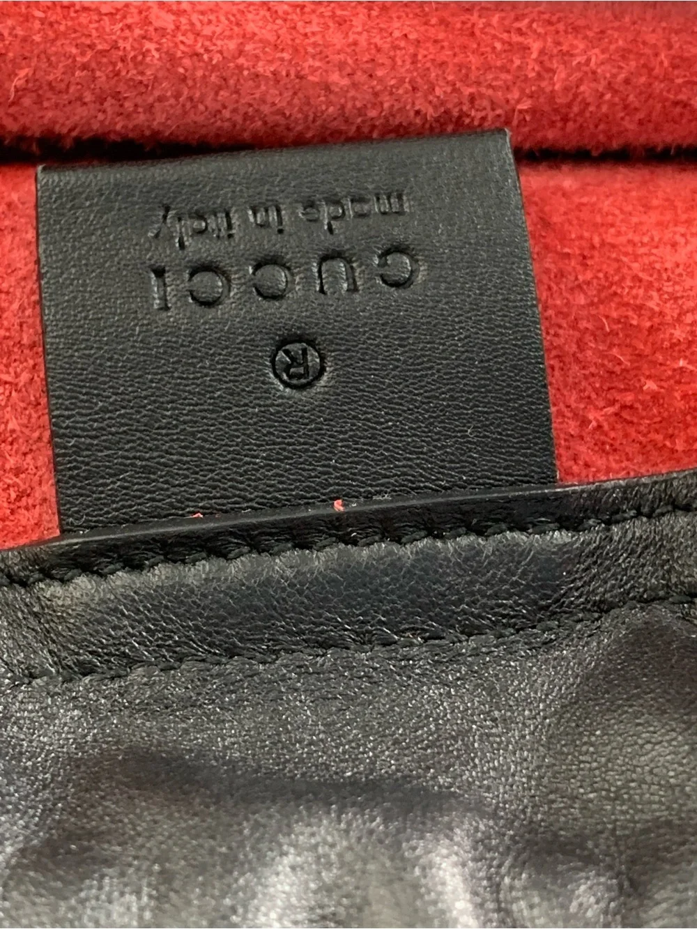 Gucci Red Leather Backpack with Yellow Logo and Green Stripe - Picture 4 of 6